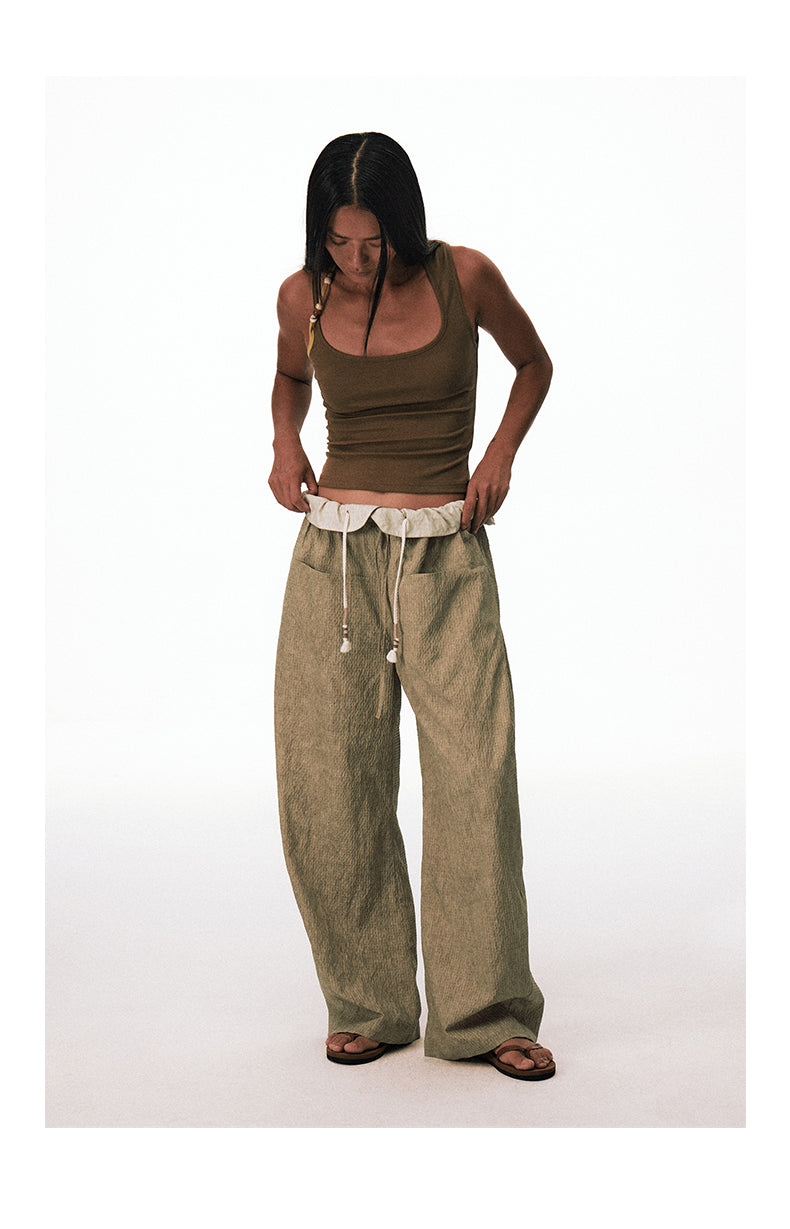 Bubble Check Textured Casual Pants