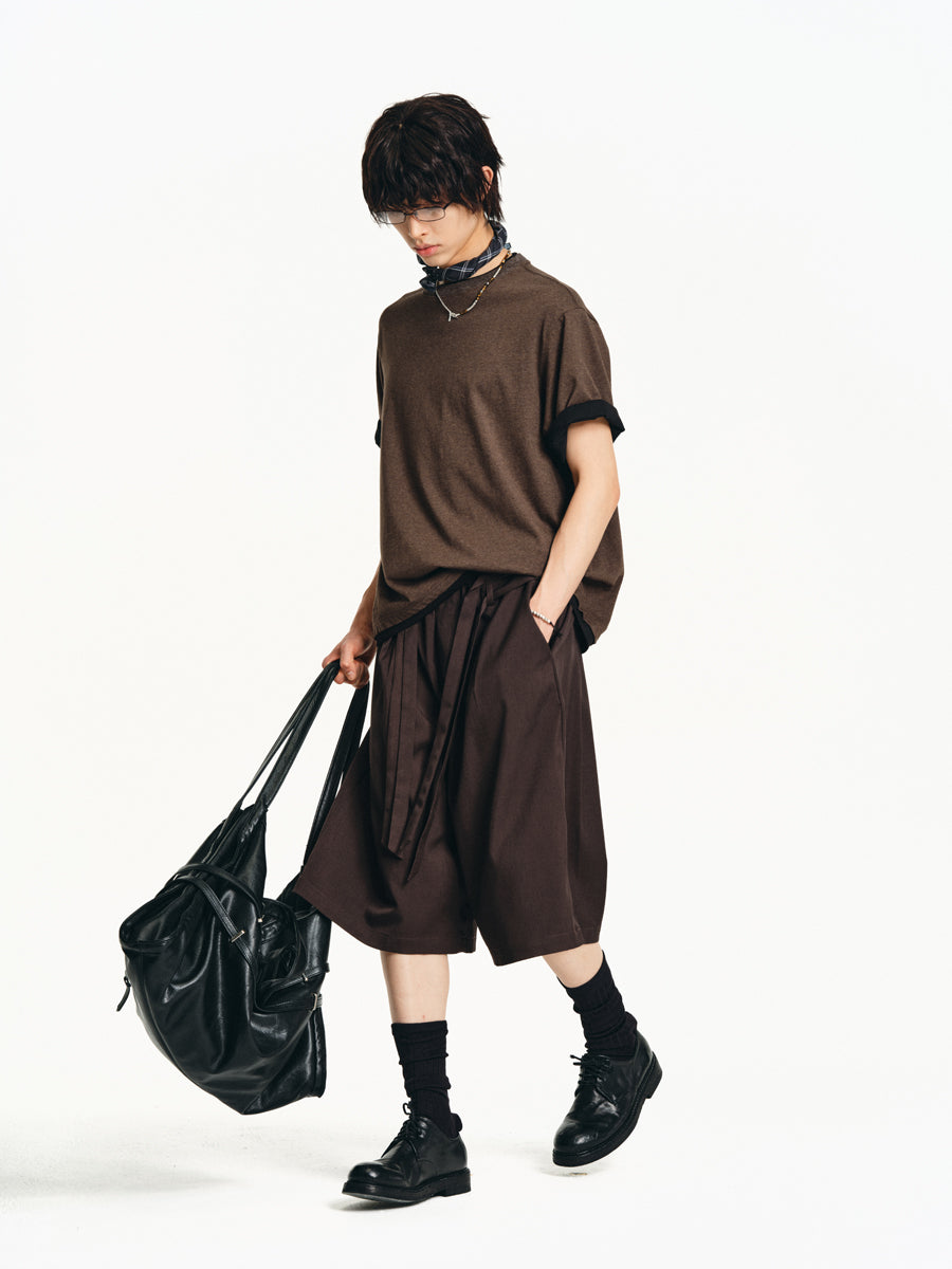 Faux Two Piece Round Neck T-Shirt