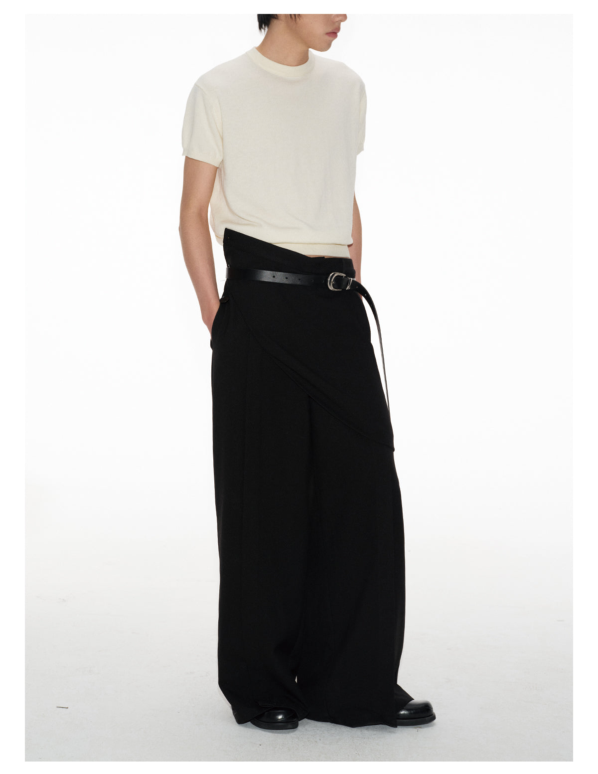 Faux two-piece loose casual pants
