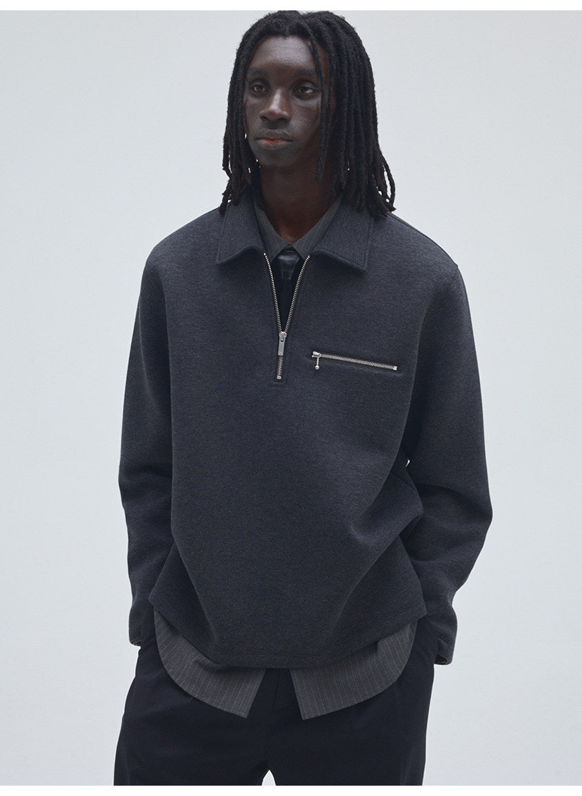 Half-Zip Pullover Sweatshirt with Pockets