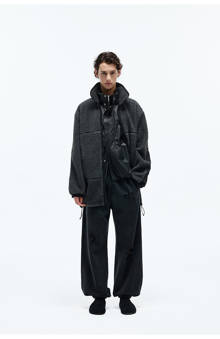 Wool-Blend Fleece Mid-Length Coat