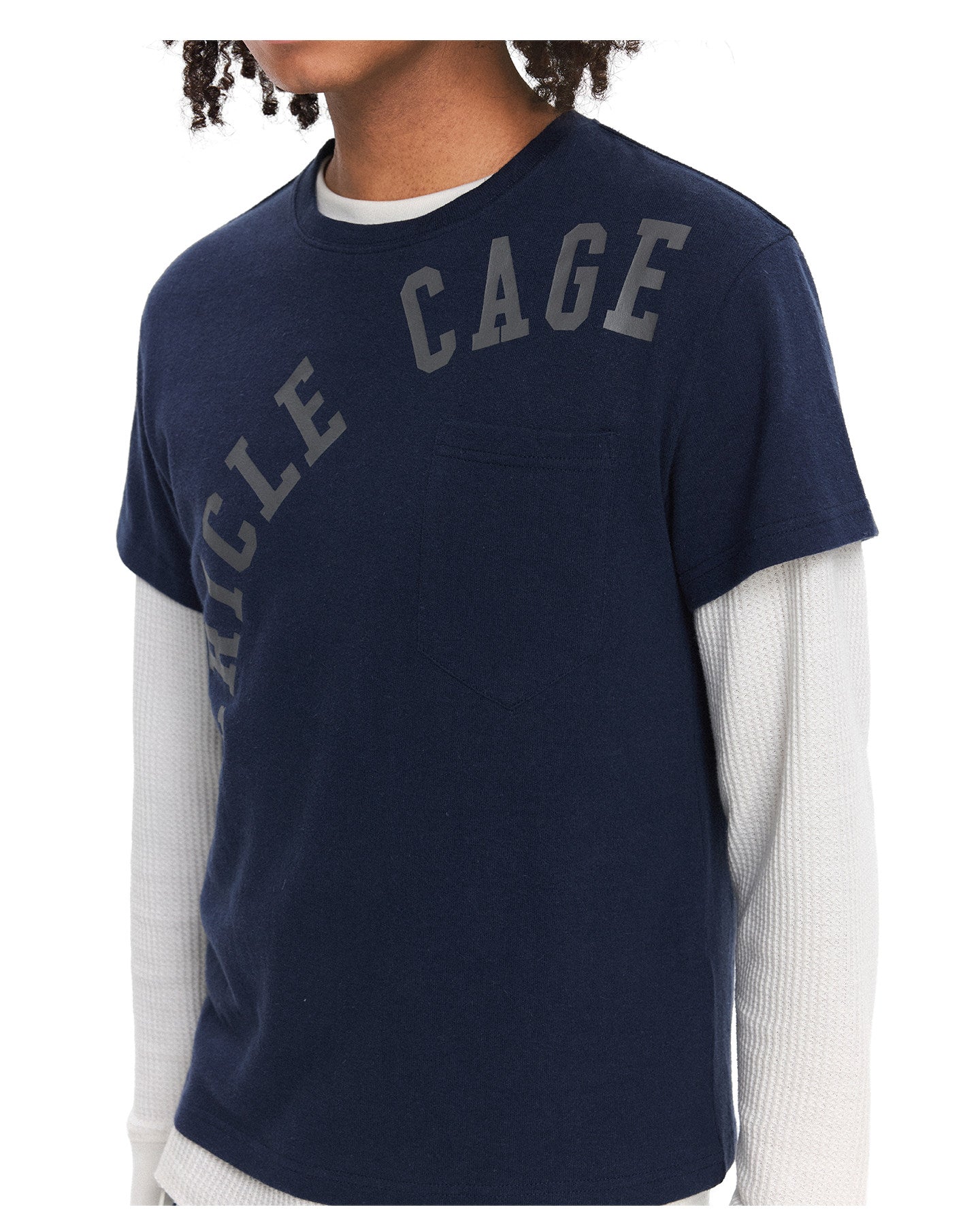 Retro Letter Print Round-Neck T-Shirt