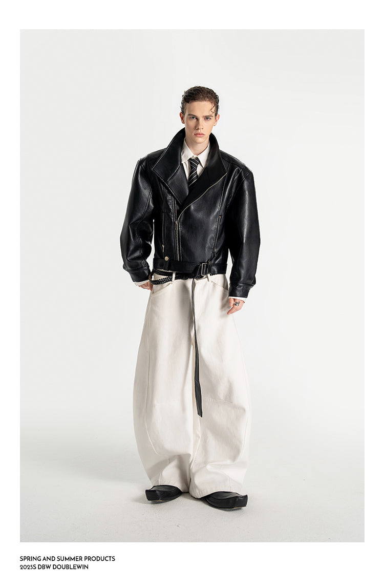 Shoulder-Waist Leather Jacket