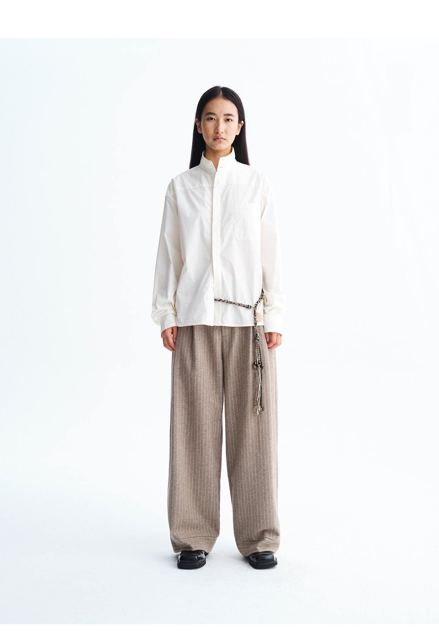 Wool Loose Straight Leg Casual Pants
