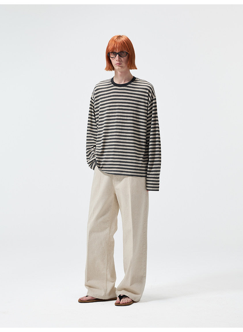 Wash-Finish Straight-Leg Pants