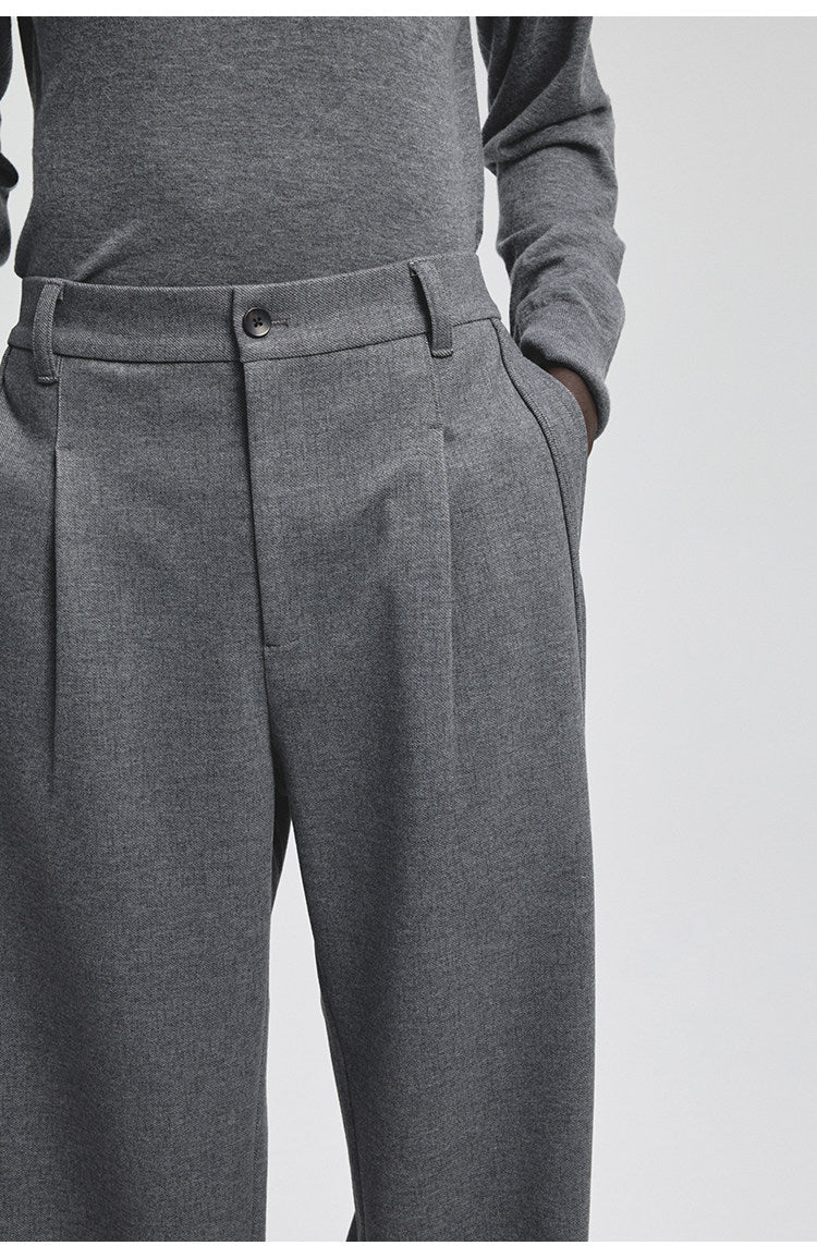 Cotton Blend Casual Straight-Leg Pants