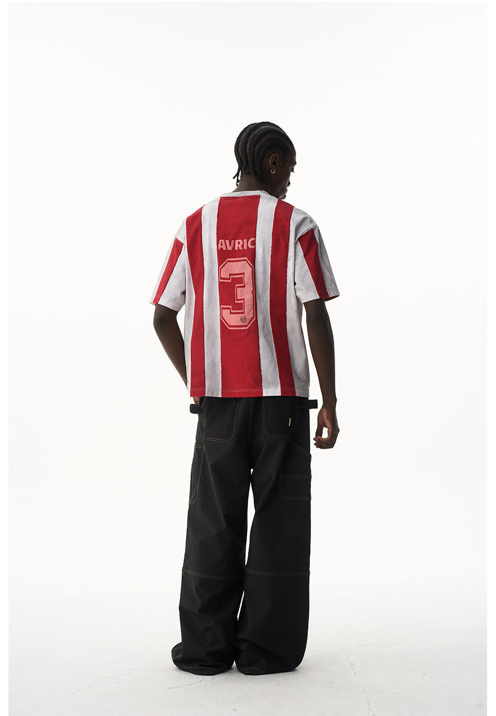 Striped Washed Distressed Jersey T-Shirt