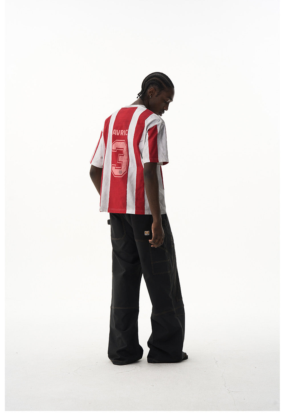 Striped Washed Distressed Jersey T-Shirt