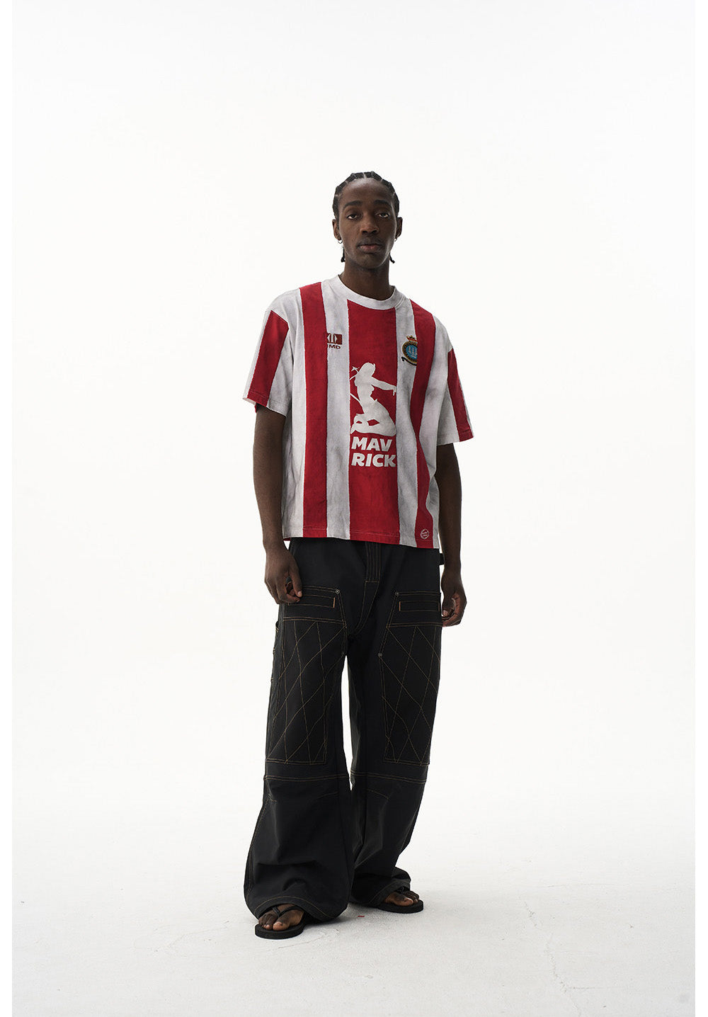 Striped Washed Distressed Jersey T-Shirt