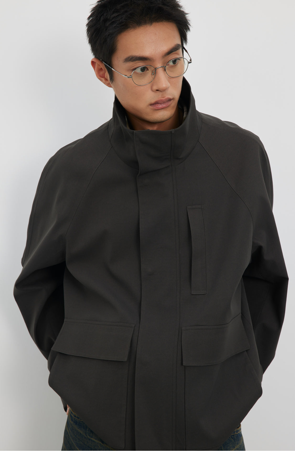 Stand collar short jacket