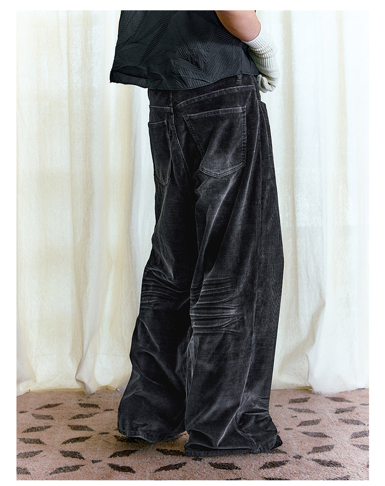 Triple-washed corduroy casual pants