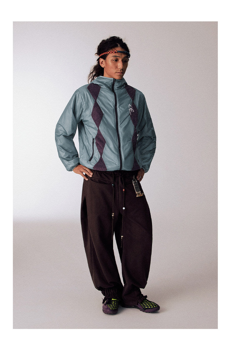 Diamond-Pattern Cotton Padded Jacket
