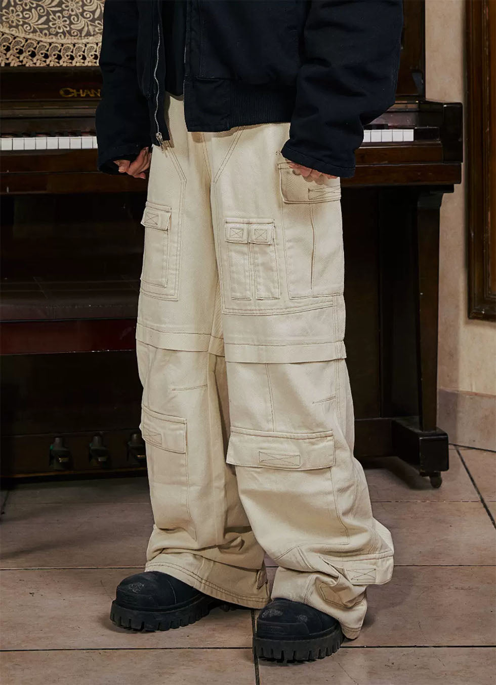 Multi-pocket workwear casual pants