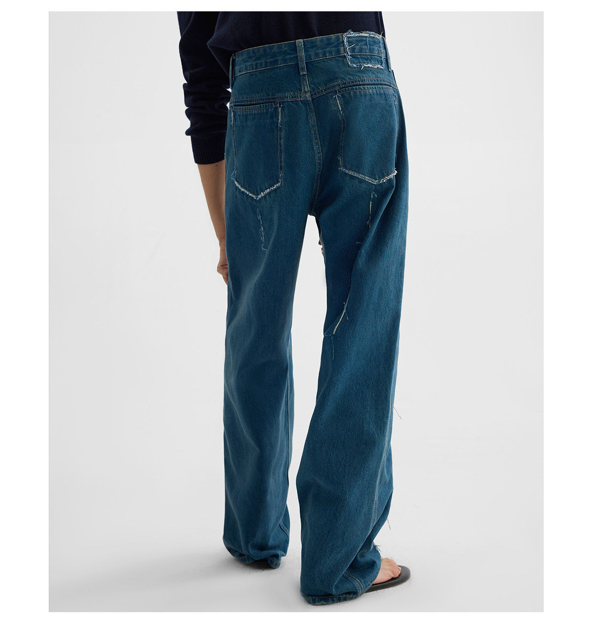 Water-Washed Straight-Leg Denim Pants
