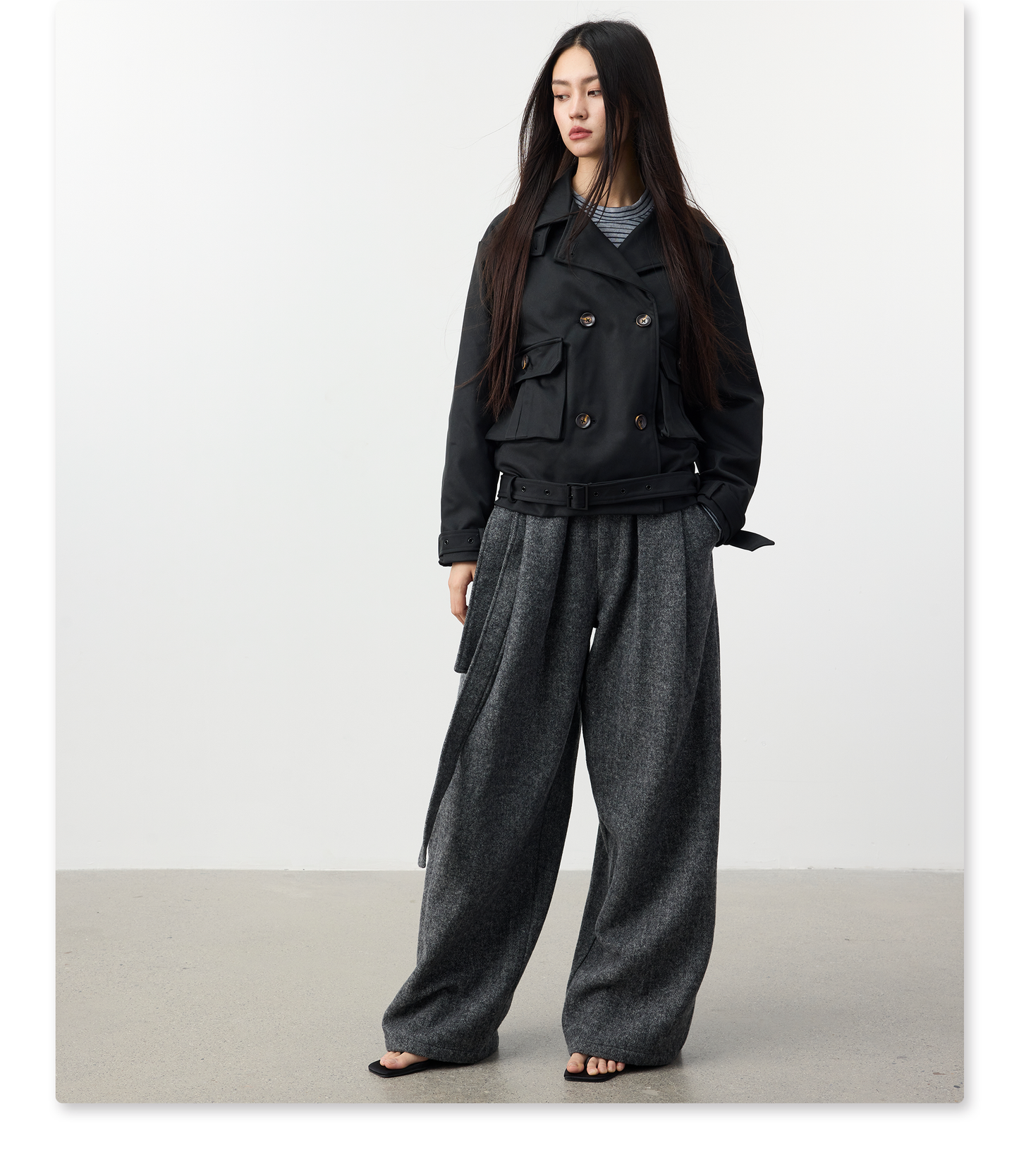 Pleated High-Waist Casual Pants