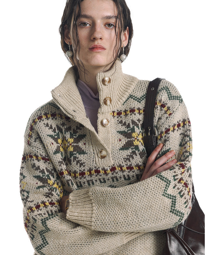 Wool Blend Color Block Sweater