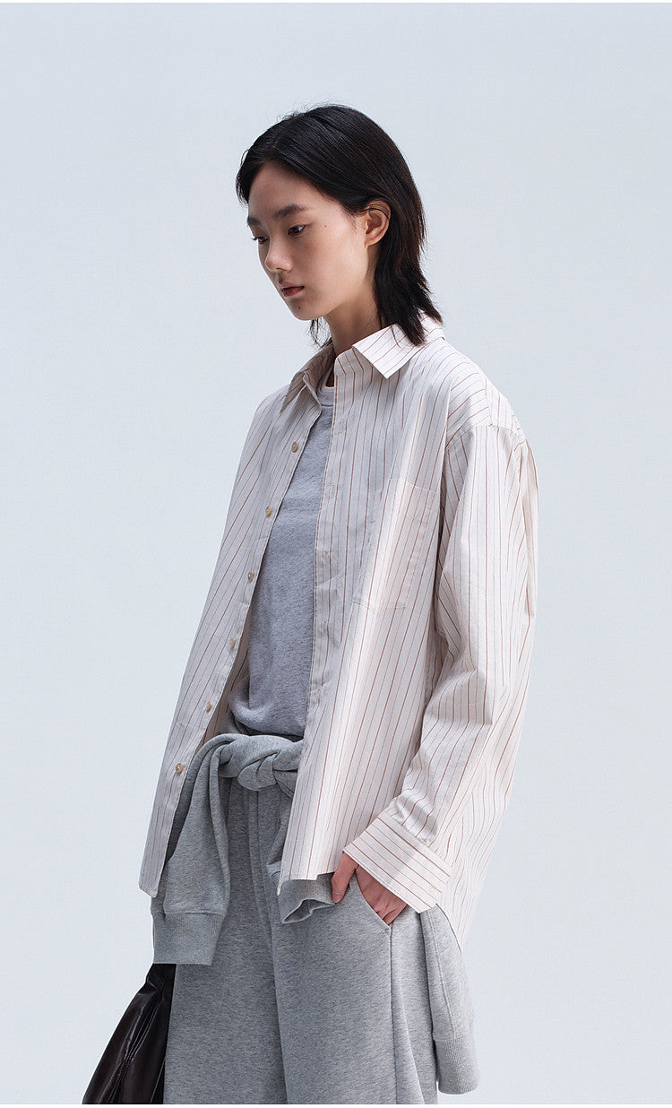 Casual Shirt with Color-Woven Stripes