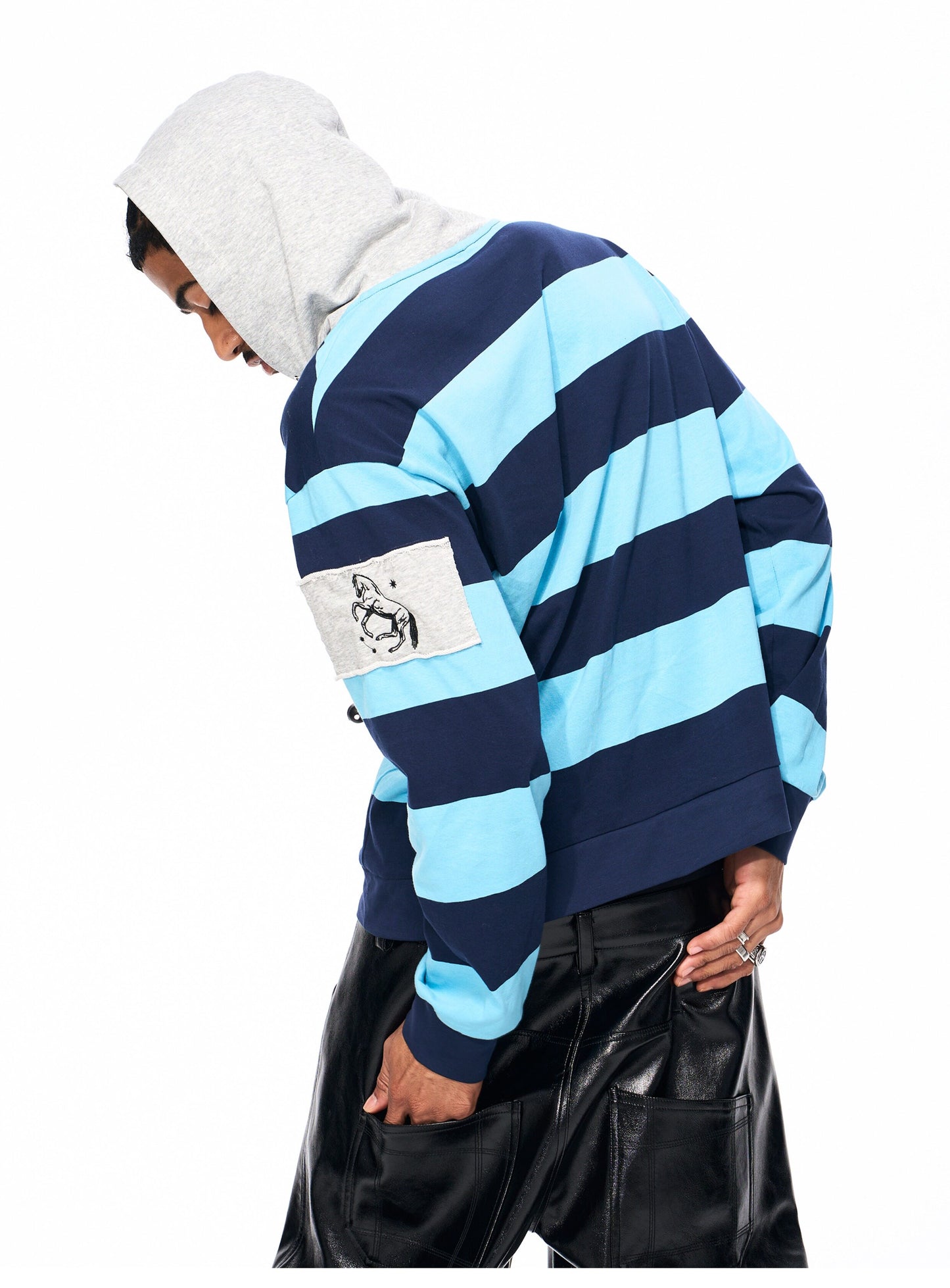 Blue Stripe Print Sweatshirt