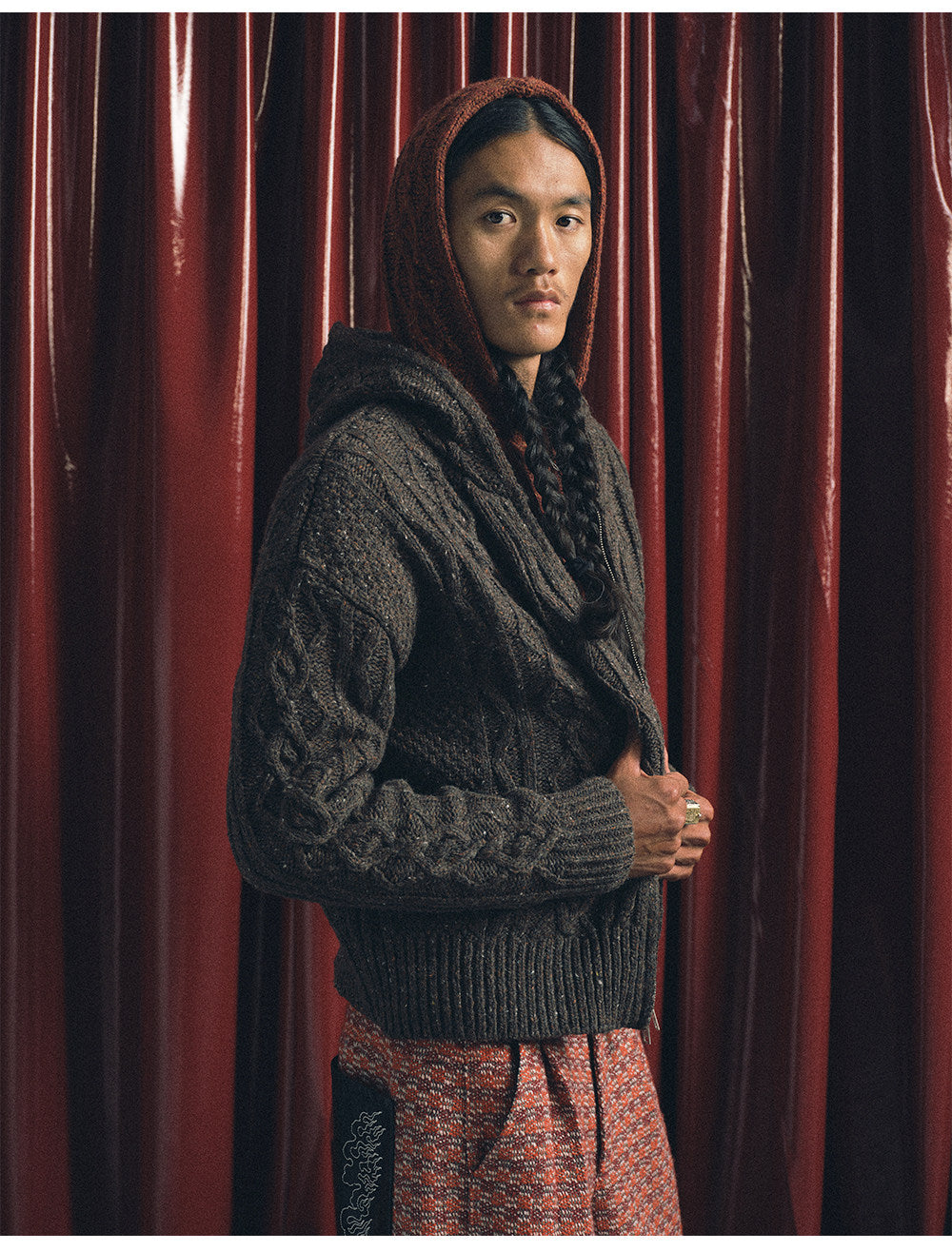 Cable-knit Zipper Cardigan