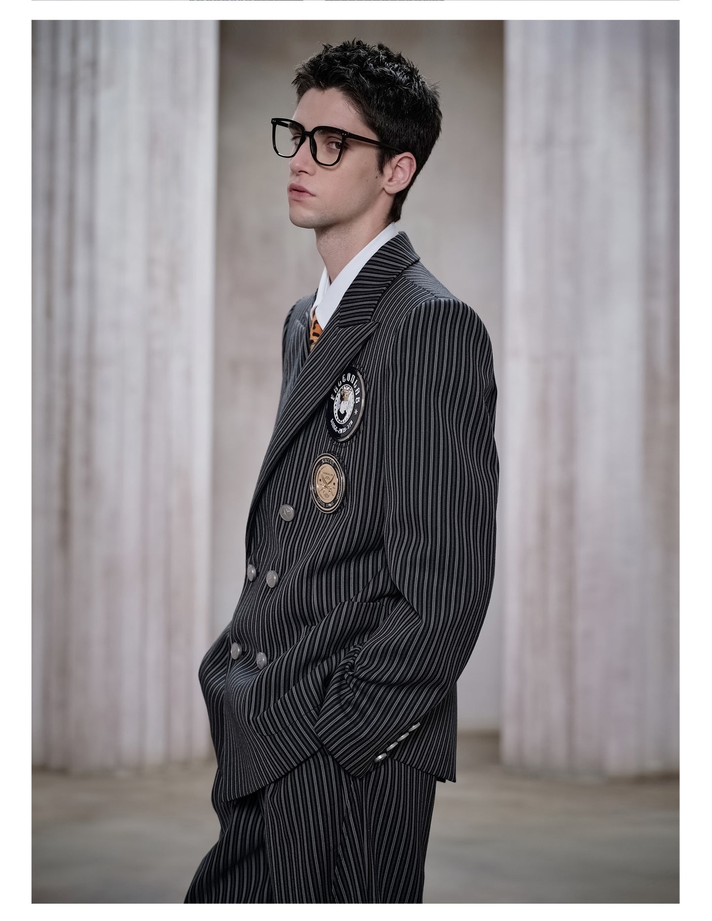 Striped Double-Breasted Jacket