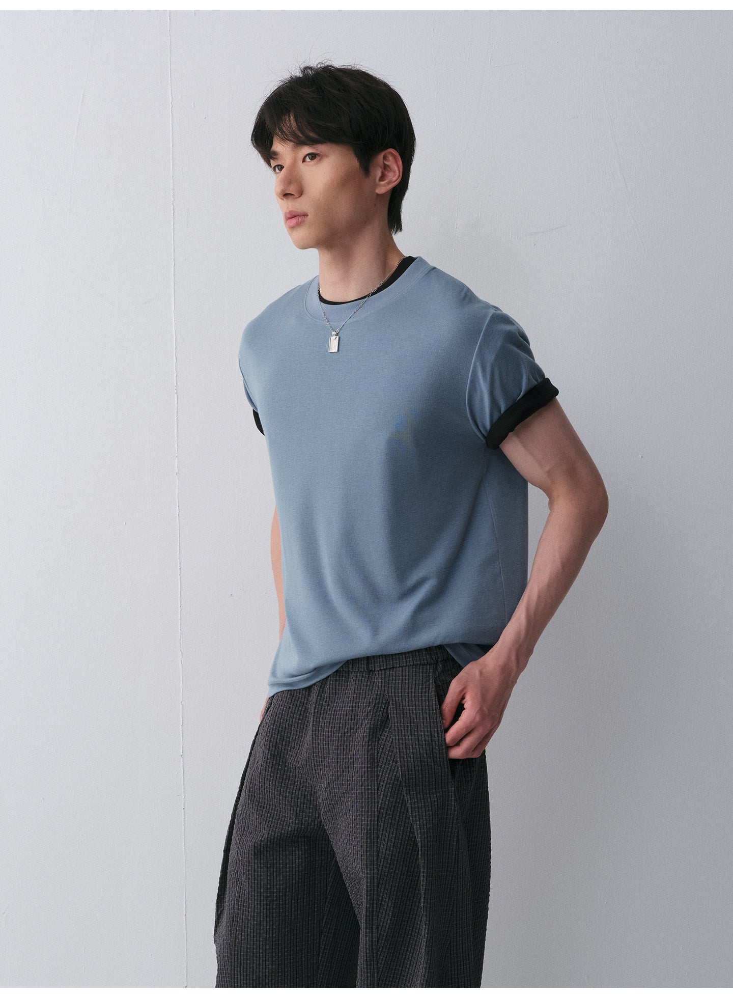 Tencel & Wool Blend Crew Neck T-Shirt