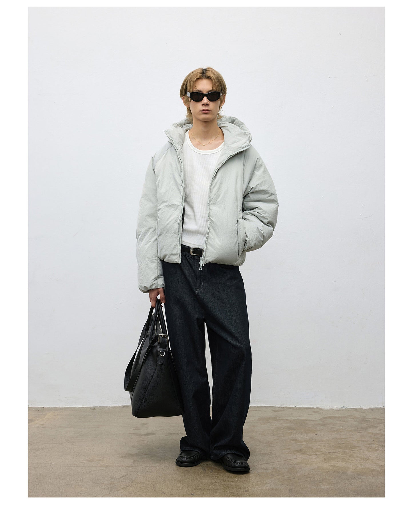 Nylon Textured Puffer Down Jacket