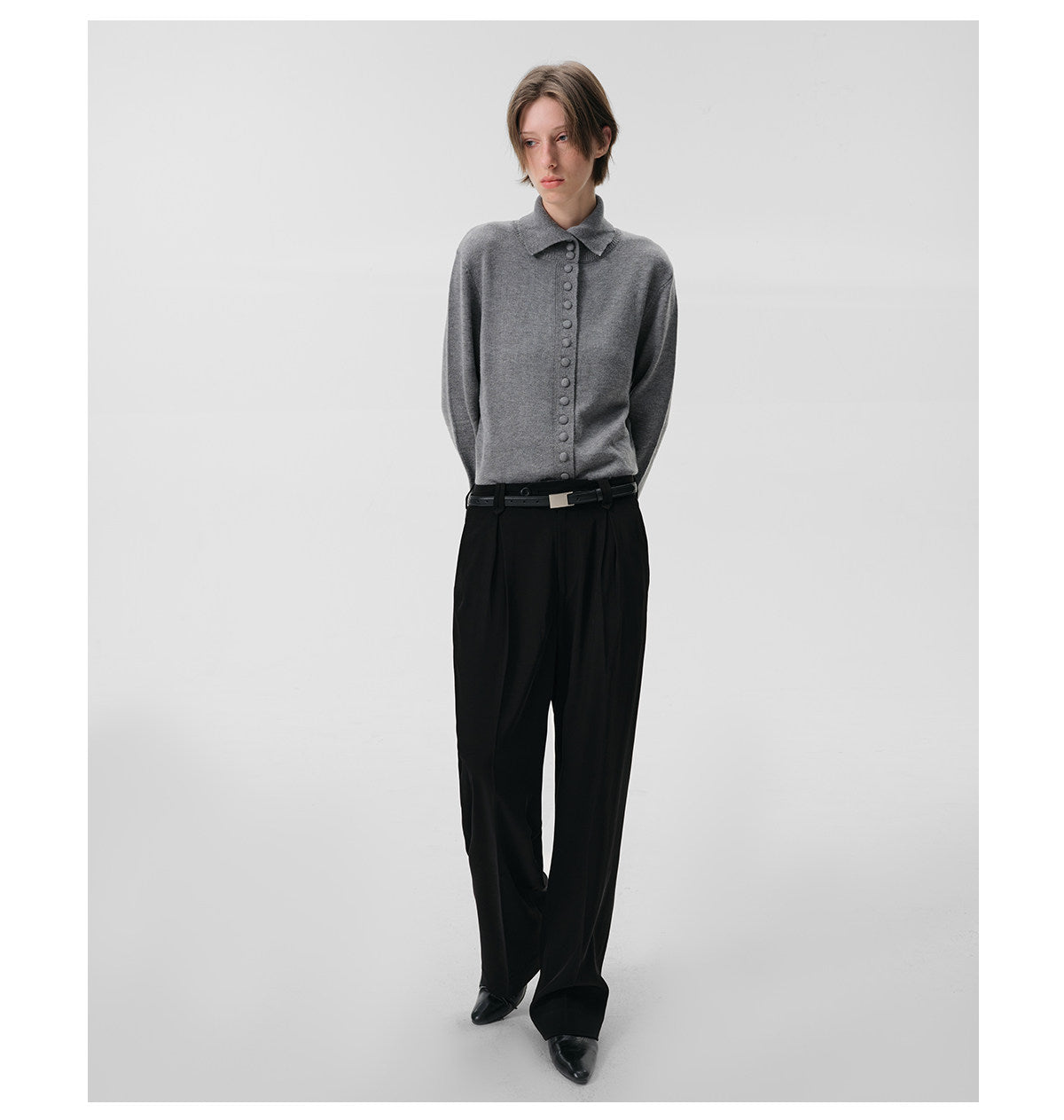 Half-Turtleneck Sweater with Wrap Cuffs