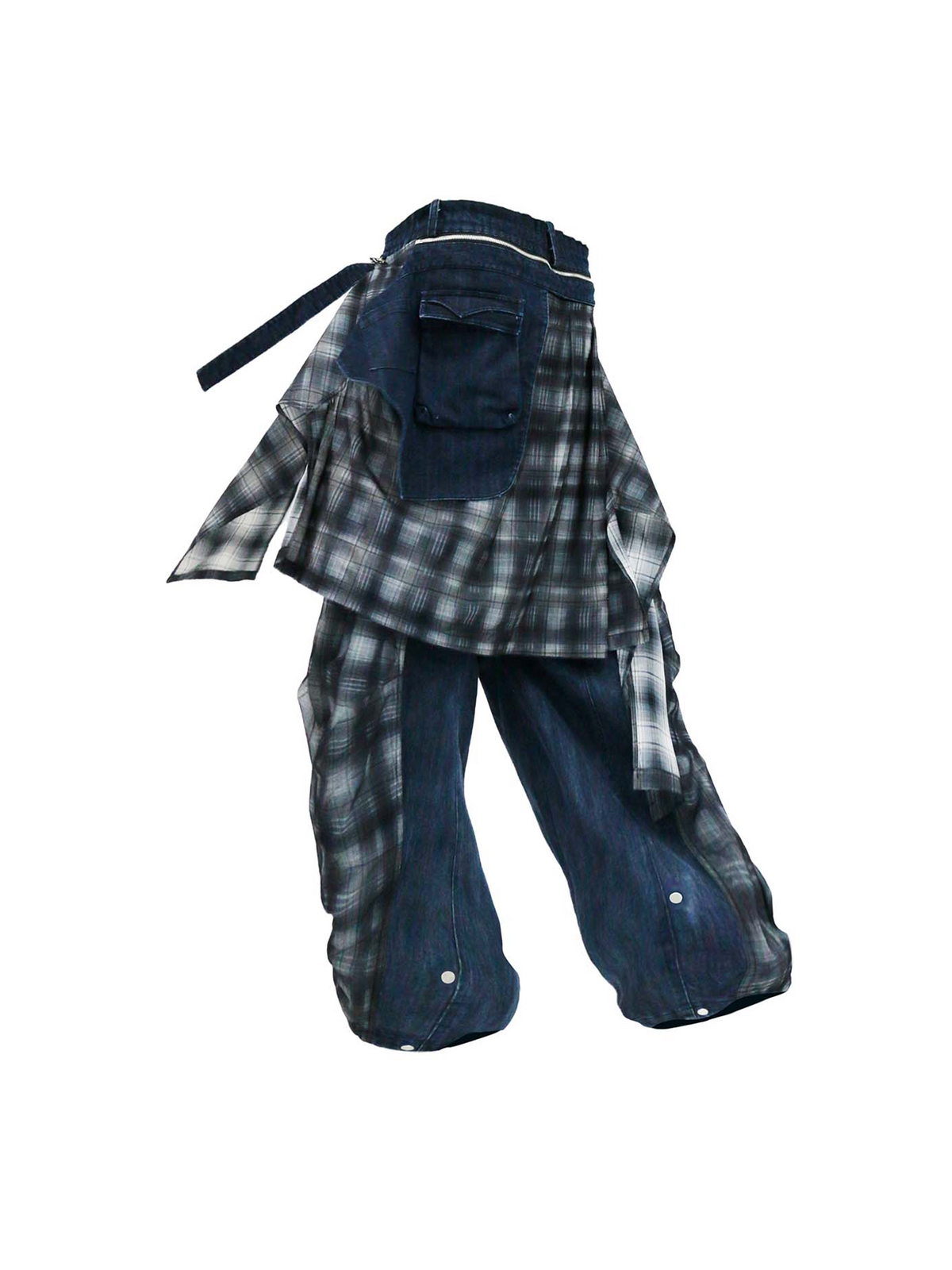 Double-Layer Mesh-Lined Fleece Back Panel Workwear Jeans