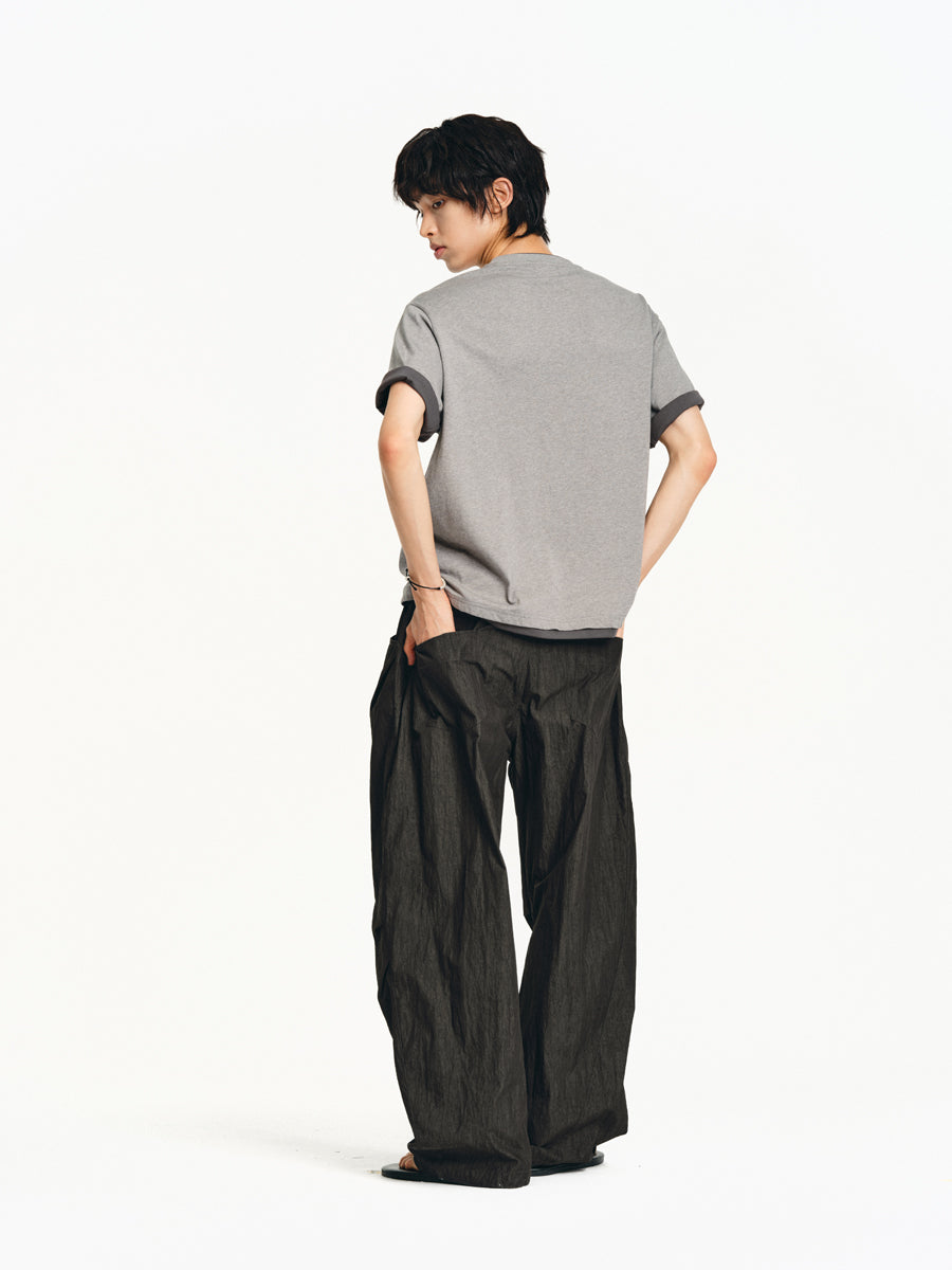 Faux Two Piece Round Neck T-Shirt