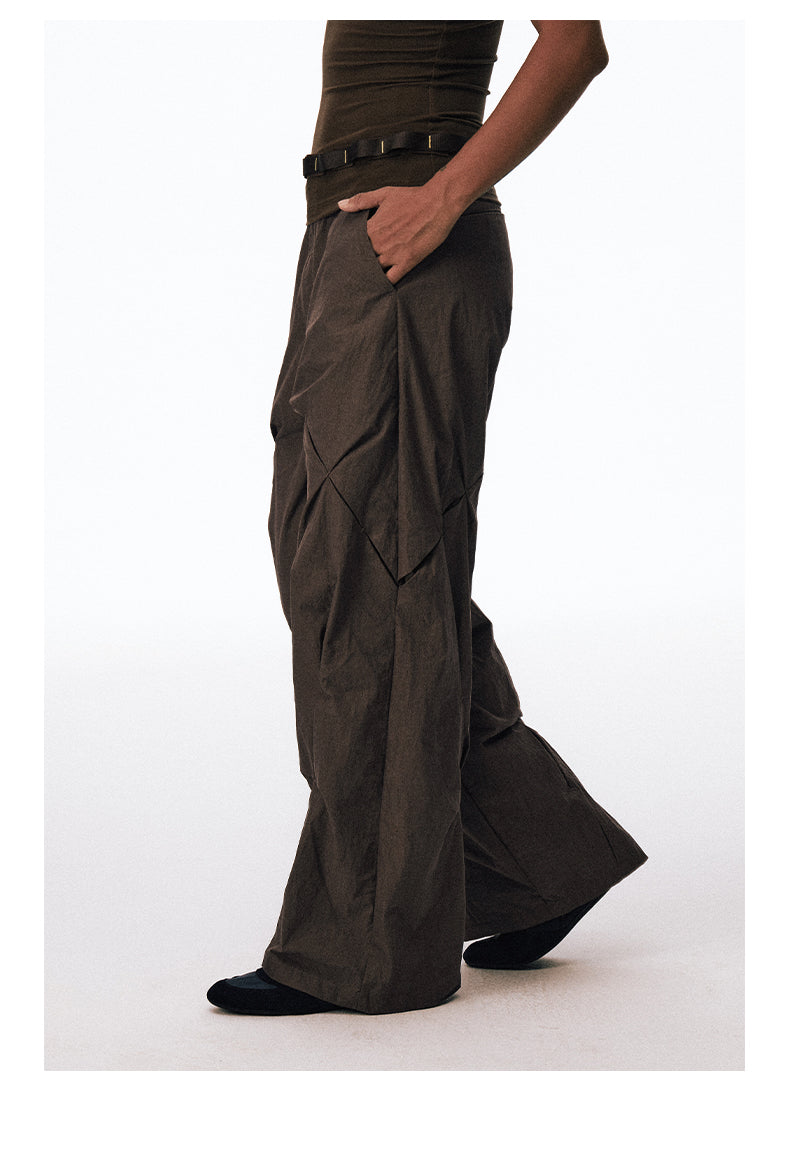 Wrinkle-processed loose-fit casual pants