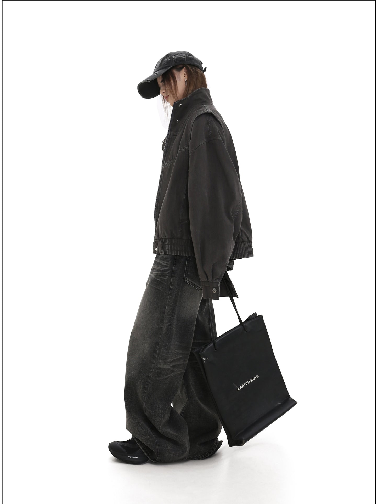 Stand Collar Heavyweight Denim Jacket