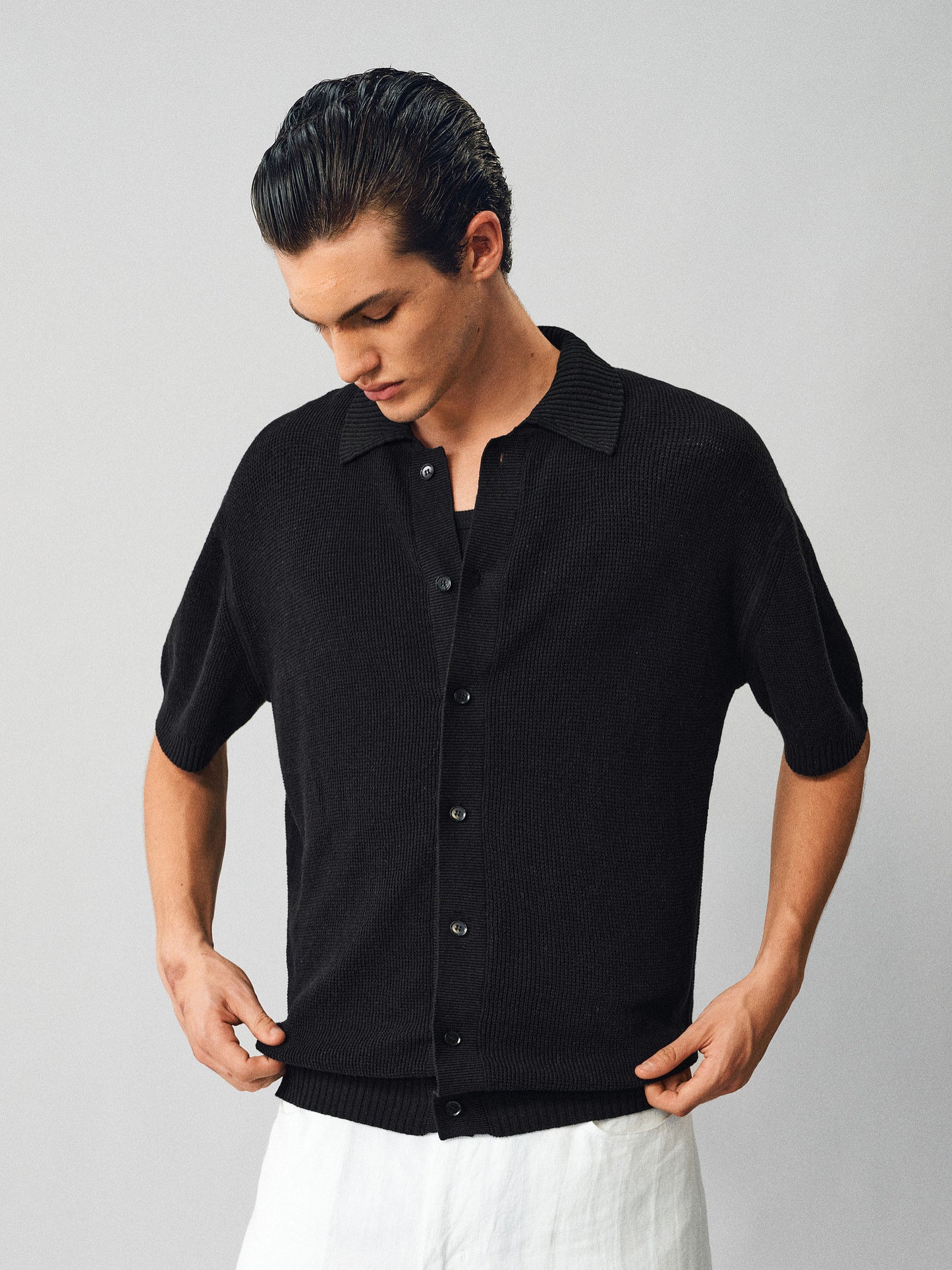 Textured Linen-Cotton Blend Shirt