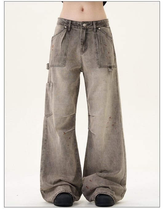 Unisex Double Pleated Work Jeans