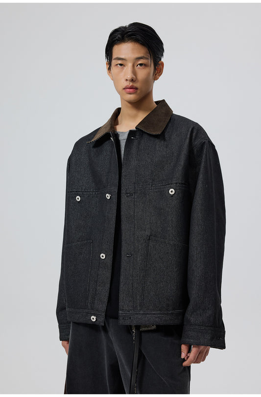 Corduroy Collar Denim Jacket