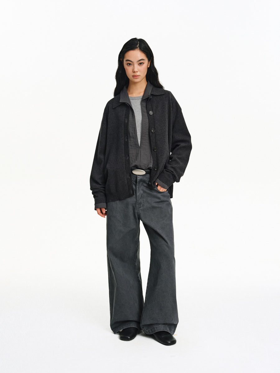 버튼 다운 카디건