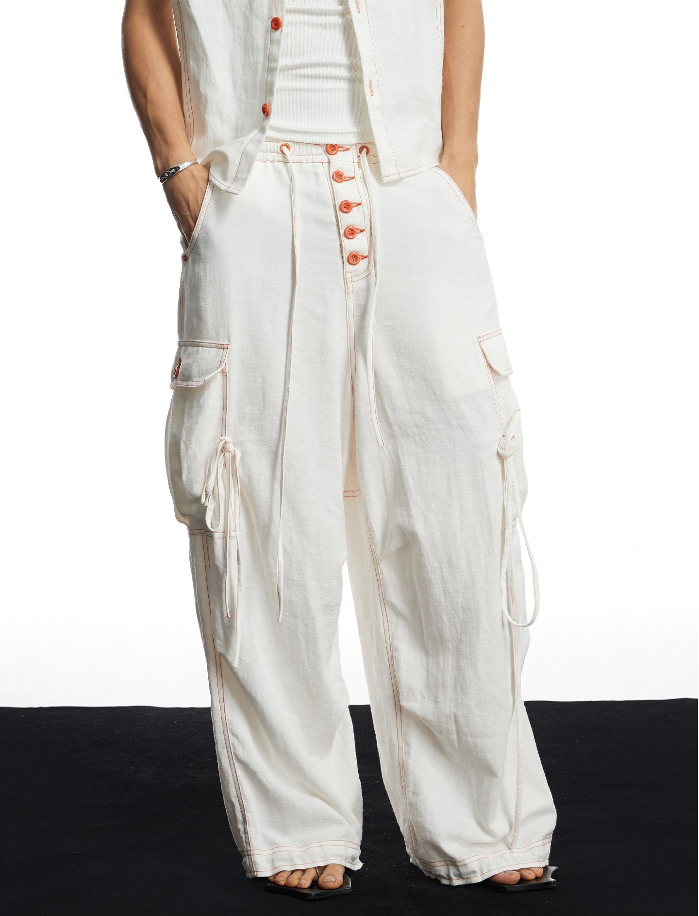 Breathable Pocket-Style Wide-Leg Pants