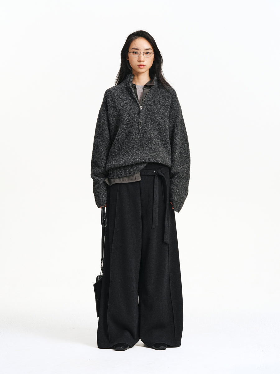 Belted Wide-Leg Pants