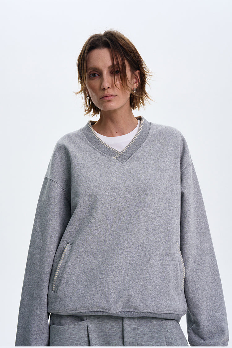 High-end V-neck sweatshirt