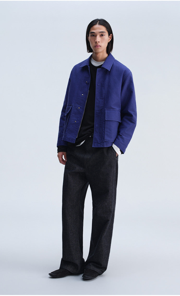 Casual Jacket with Stand-Up Collar and Patch Pockets