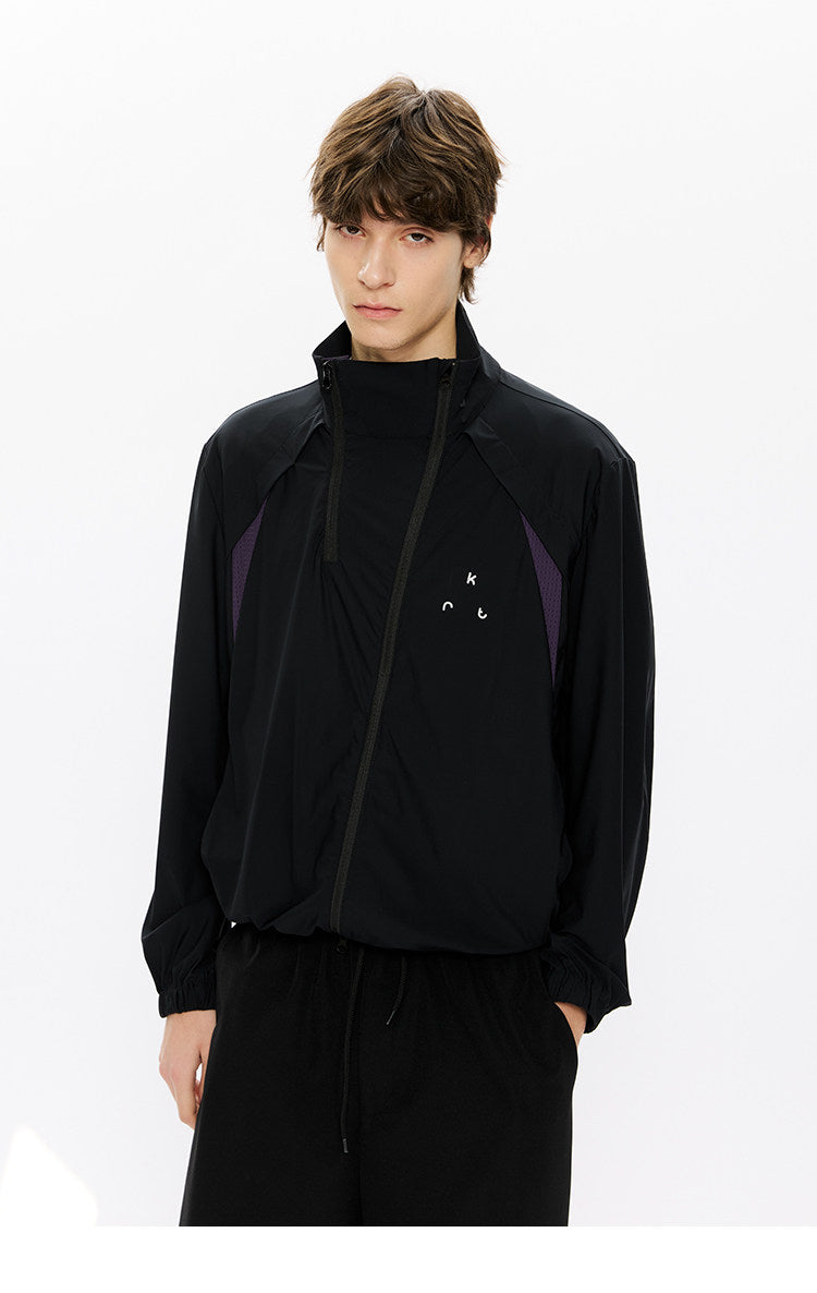Diagonal Zipper Straight-Shoulder Sun Protection Jacket