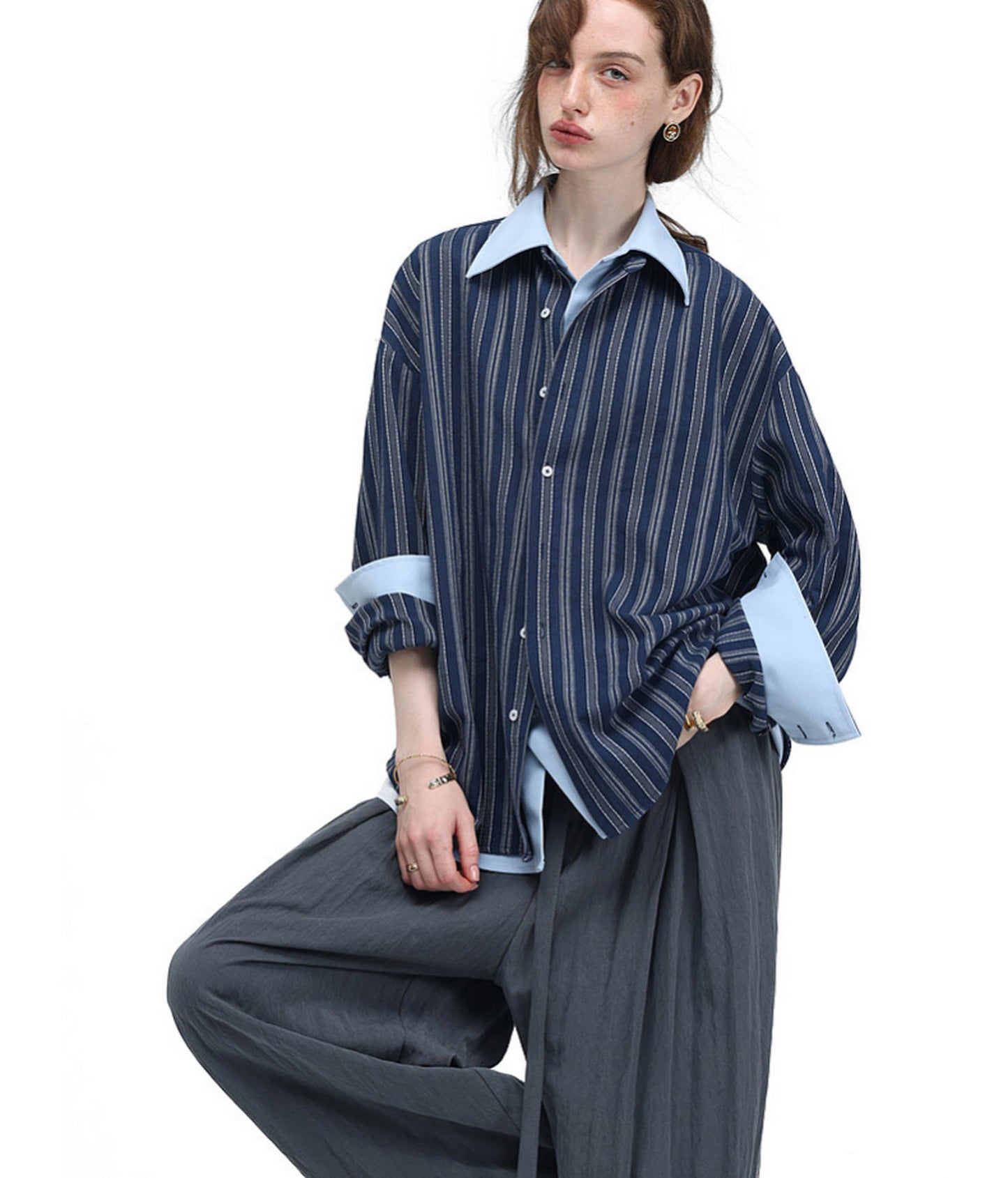 Color-Block Striped Jacquard Shirt