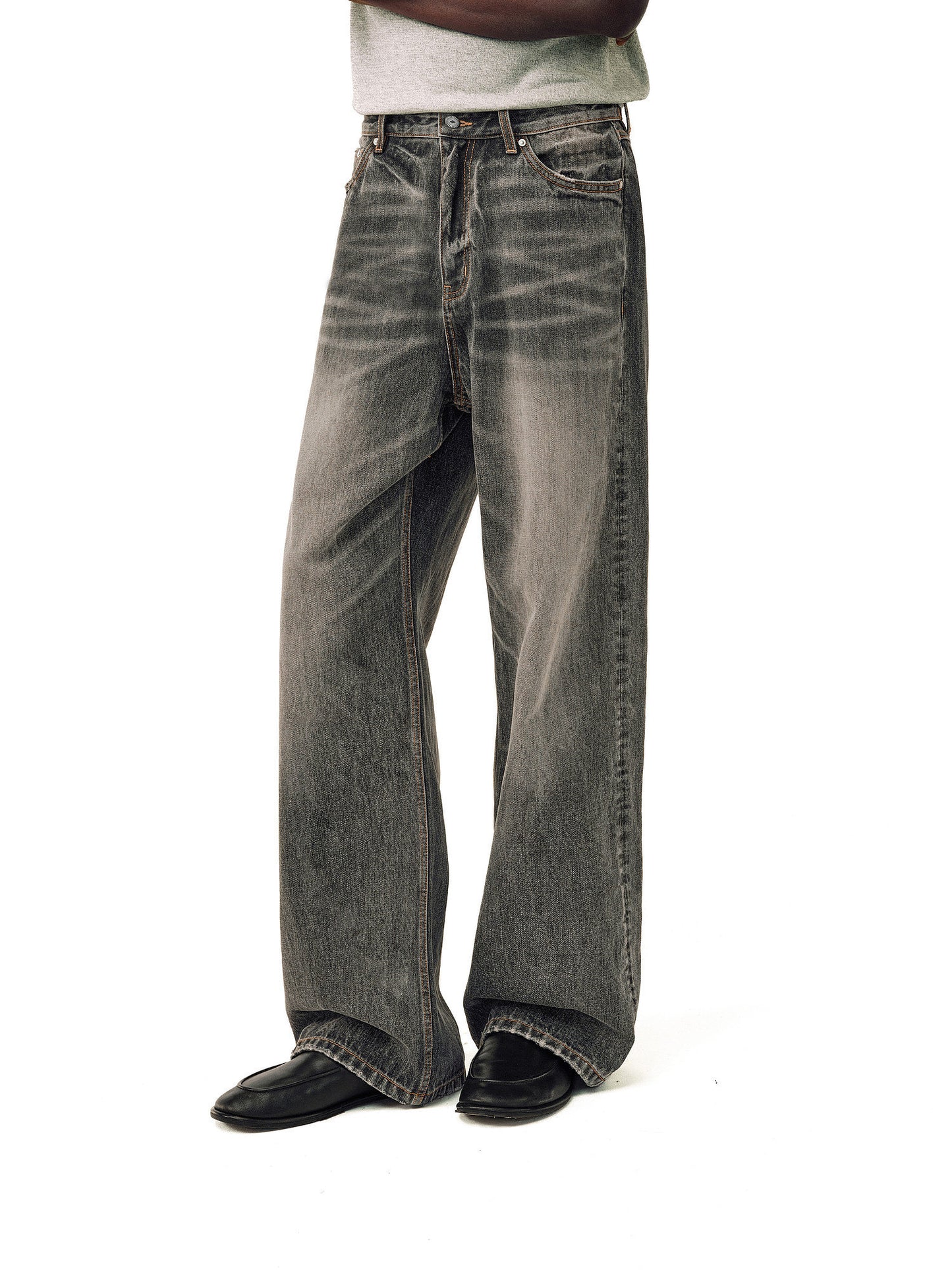 Unwashed denim pants