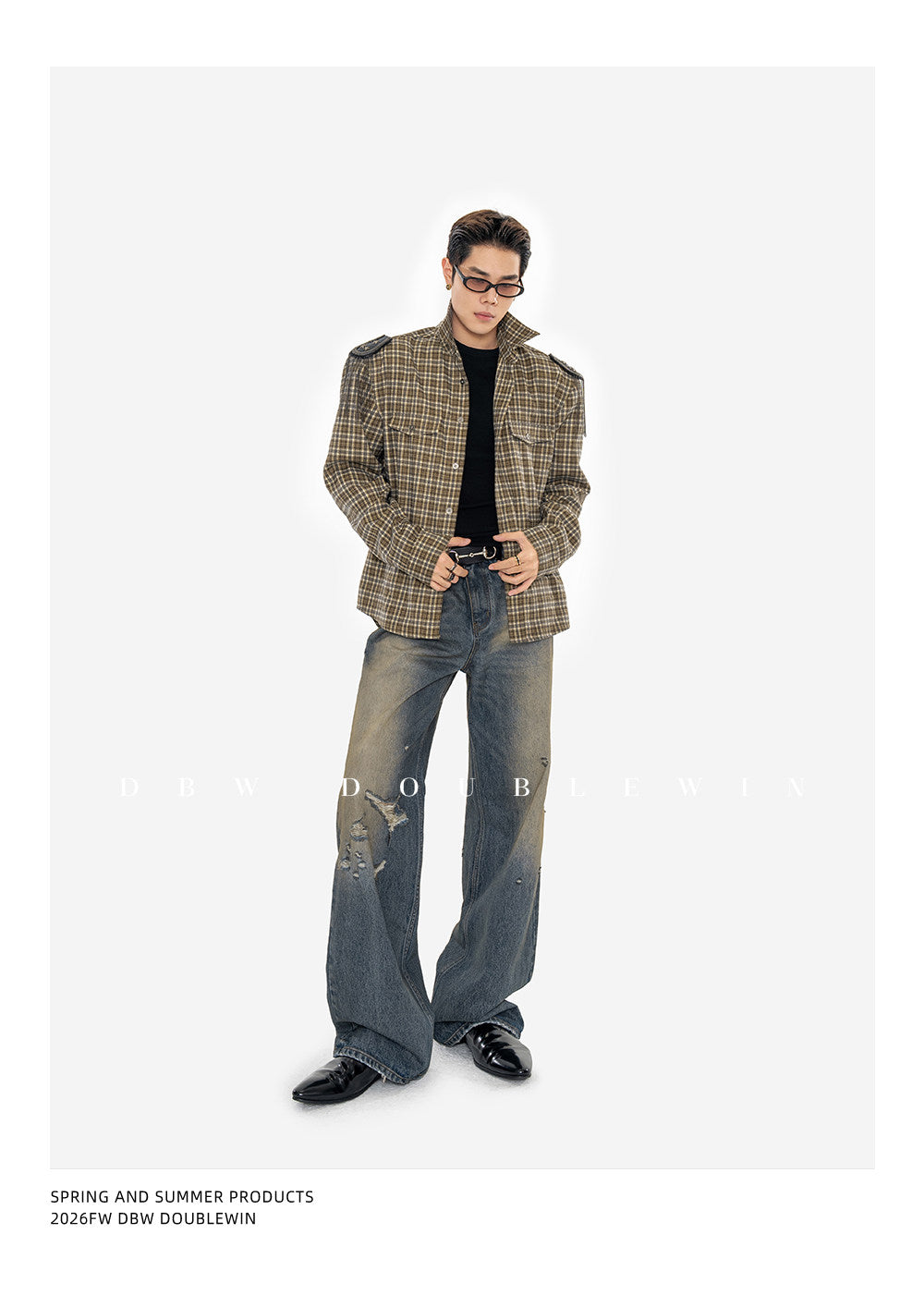 Retro Water-Washed Distressed Denim Pants