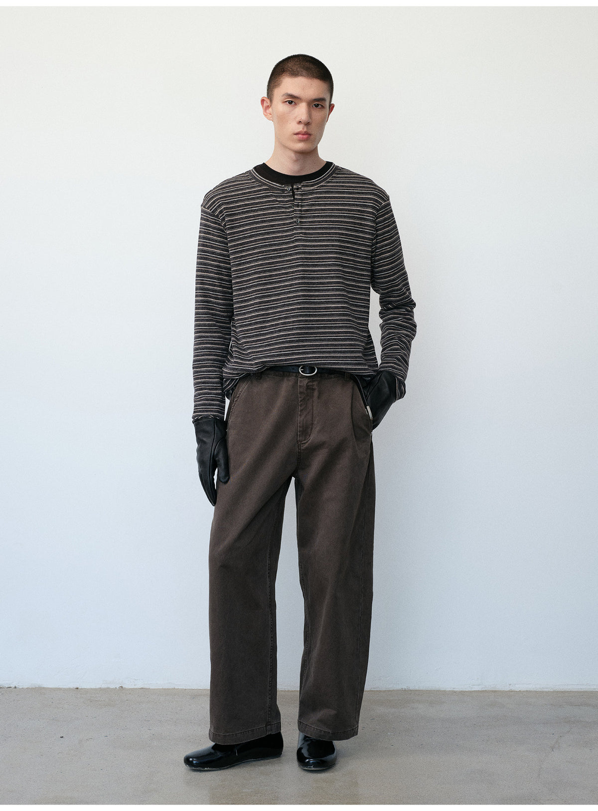 Striped Henley-Neck T-Shirt