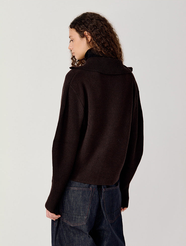 Half-Zip Stand Collar Sweater