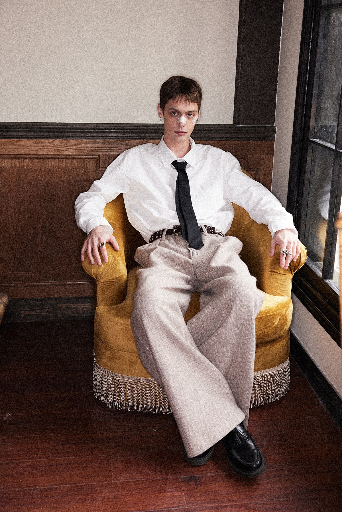 Paper Button Printed Patch Shirt