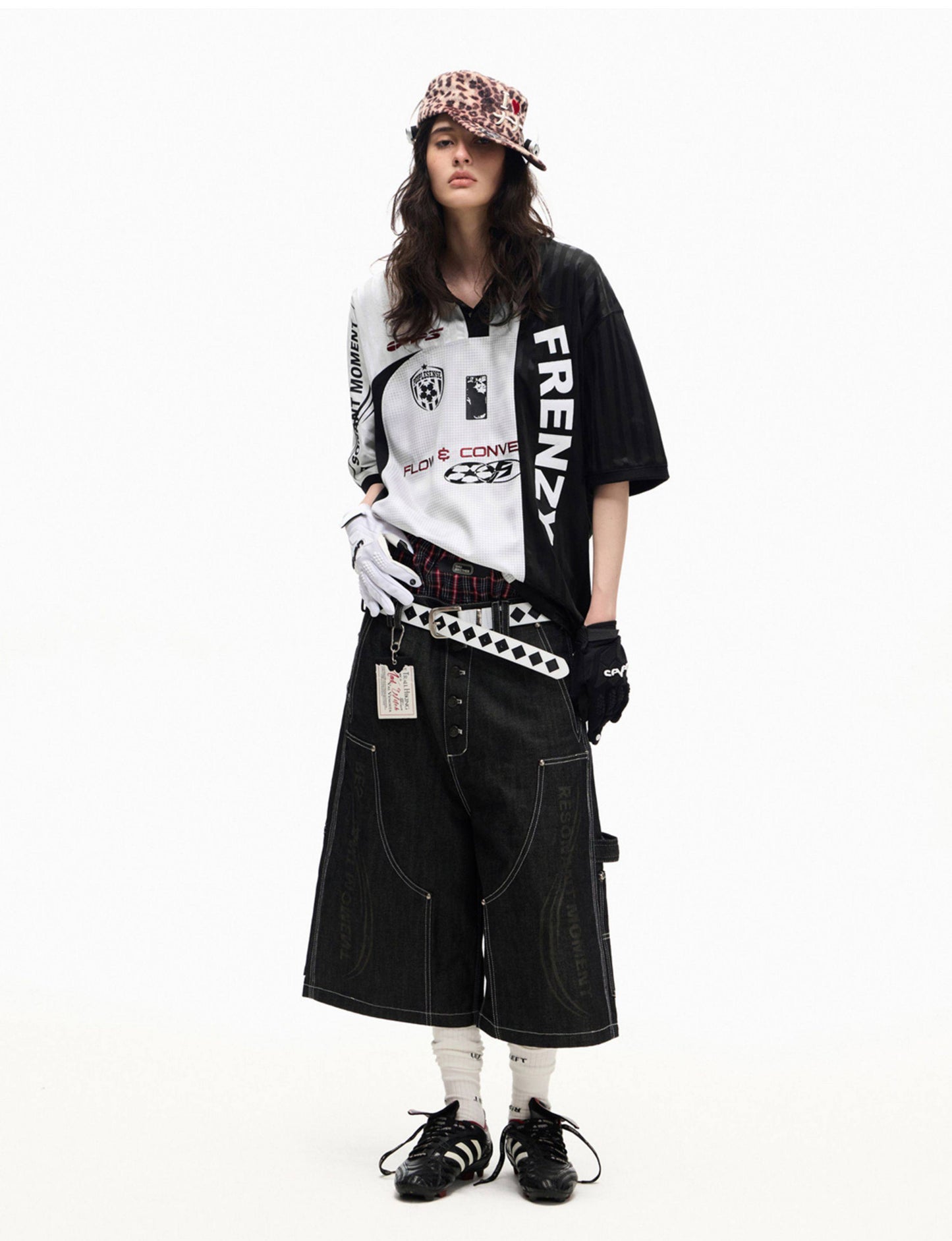 Laser-Printed Denim Shorts