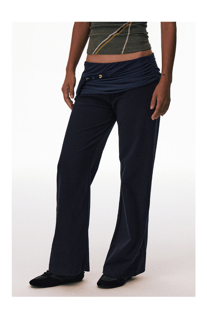 Low-Rise Faux Two-Piece Casual Pants