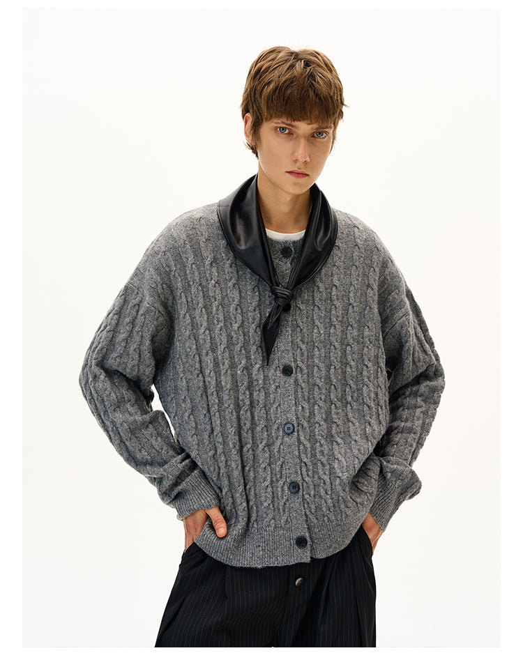 Wool-blend knit cardigan