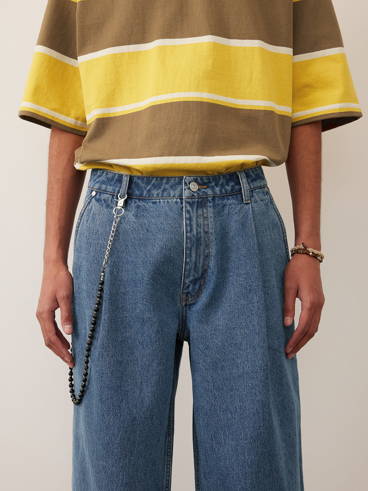 Single Pleats Loose Straight Jeans 12.25 oz.